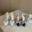 Sexy Black Rhinestone Pearl Bow Evening Party Womens Shoes 2023 Ankle Strap 13 cm Stiletto Heels Pointed Toe Womens Shoes High Heels
