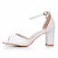 Simple Blanche Peep Toes / Bout Ouvert Chaussure De Mariée 2024 Mariage Bride Cheville 7 cm Talons Épais Sandales Talons Hauts