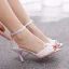 Chic / Beautiful White Lace Flower Summer Wedding Shoes 2023 Ankle Strap 7 cm Stiletto Heels Open / Peep Toe Wedding Sandals High Heels