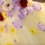 Elegant Yellow Rhinestone Appliques Cascading Ruffles Prom Dresses 2023 Ball Gown Strapless Sleeveless Backless Floor-Length / Long Prom Formal Dresses