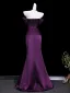 Vintage / Retro Purple Evening Dresses 2026 Trumpet / Mermaid Off-The-Shoulder Short Sleeve Backless Floor-Length / Long Evening Party Formal Dresses