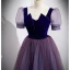 Elegant Purple Sequins Prom Dresses 2022 A-Line / Princess Square Neckline Short Sleeve Backless Floor-Length / Long Prom Formal Dresses
