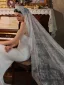 Vintage / Retro White Lace Flower Sweep Train 2.5 m Wedding Veils 2026 Tulle