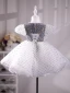 Fashion White Sequins Spotted Short Flower Girl Dresses 2024 Ball Gown Pearl Scoop Neck Short Sleeve