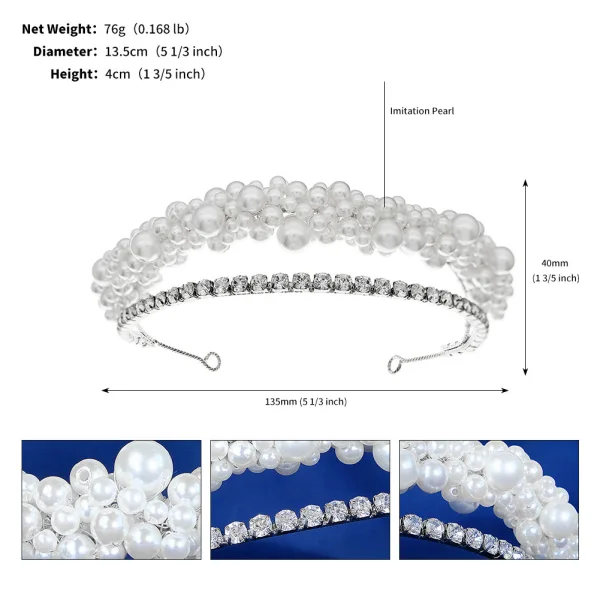 Vintage Sølv Perle Rhinestone Legering Har Tilbehor Hårbøyle 2023 Bryllup