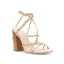 Sexy Beige Abend Sandalen Damen 2022 Flechten Knöchelriemen 11 cm Thick Heels Peeptoes Sandaletten Hochhackige