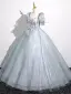 Elegant Sky Blue Beading Appliques Prom Dresses A-Line / Princess 2025 Square Neckline Short Sleeve Backless Floor-Length / Long Prom Formal Dresses