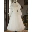 Elegant Ivory Pearl Wedding Dresses 2023 A-Line / Princess High Neck 3/4 Sleeve Backless Floor-Length / Long Wedding