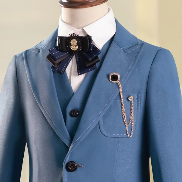 Meeresblau 6 Stück Lange Ärmel Anzüge Jungs 2024 Hochzeit Schulterschmuck Mantel Hemd Krawatte Weste Hose