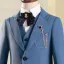 Meeresblau 6 Stück Lange Ärmel Anzüge Jungs 2024 Hochzeit Schulterschmuck Mantel Hemd Krawatte Weste Hose
