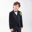 Black Long Sleeve Wedding Boys Wedding Suits 2025 Body Jewellery Coat Pants Shirt Tie Vest Boys Wedding Suits