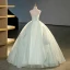 Elegant Sage Green Appliques Prom Dresses 2023 Ball Gown Strapless Sleeveless Backless Floor-Length / Long Prom Formal Dresses