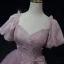 Chic / Beautiful Lilac Beading Bow Pleated Prom Dresses 2023 A-Line / Princess Off-The-Shoulder Short Sleeve Backless Floor-Length / Long Prom Formal Dresses