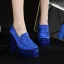 Fashion Fuchsia Cocktail Party Womens Shoes 2023 14 cm Thick Heels Round Toe Womens Shoes
