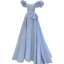 Elegant Sky Blue Prom Dresses 2023 A-Line / Princess Square Neckline Puffy Short Sleeve Backless Sweep Train Prom Formal Dresses