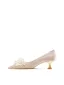 Bling Bling Gold Pearl Rhinestone Wedding Shoes 2026 5 cm Stiletto Heels Leather Pointed Toe Wedding Pumps