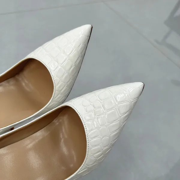 Schöne Weiß Abend Rote Sohle Pumps 2025 12 cm Stilettos Spitzschuh Hochhackige