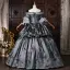 Vintage / Retro Medieval Grey Lace Flower Appliques Prom Dresses 2026 Ball Gown Off-The-Shoulder Short Sleeve Backless Floor-Length / Long Formal Dresses