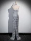 Scintillantes Sexy Argenté Paillettes Gland Robe De Soirée 2024 Trompette / Sirène Col Haut Sans Manches Dos Nu Longue Soirée Robe De Ceremonie