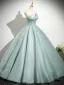 Sexy Pool Blue Prom Dresses 2025 Ball Gown Strapless Sleeveless Backless Floor-Length / Long Formal Dresses