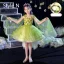 Flower Fairy Sage Green Appliques Birthday Flower Girl Dresses 2024 Ball Gown V-Neck Bell sleeves Floor-Length / Long