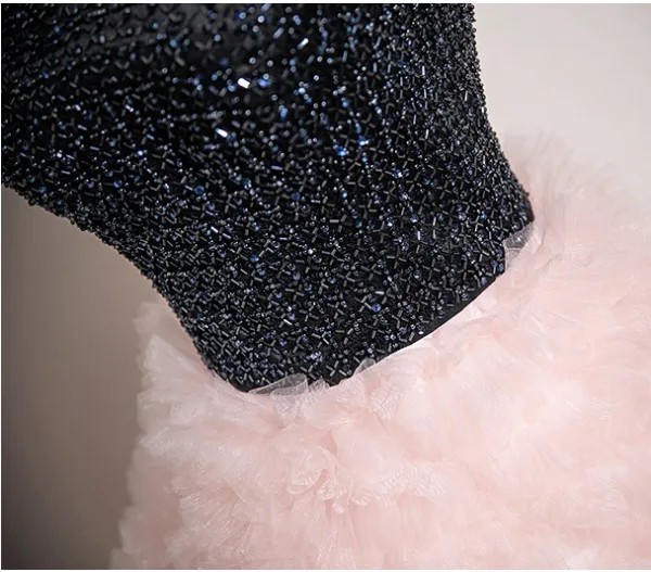 Schöne Rosa Perlenstickerei Durchbohrt Ballkleider 2025 Ballkleid Bandeau Ärmellos Rückenfreies Lange Ball Festliche Kleider