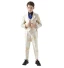 Fashion Yellow Printing 5-piece Long Sleeve Boys Wedding Suits 2024 Coat Pants Shirt Tie Vest
