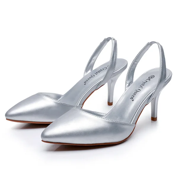 Schöne Weiß Sommer Ball Sandalen Damen 2024 7 cm Stilettos Spitzschuh Sandaletten Hochhackige