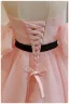 Lovely Blushing Pink Appliques Birthday Organza Flower Girl Dresses 2024 A-Line / Princess Strapless Puffy Short Sleeve Backless Floor-Length / Long