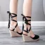 Böhmen Beige Flechten Strassenmode Sandalen Damen 2023 Knöchelriemen 10 cm Keilabsatz Runde Zeh Sandaletten