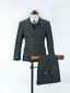 Ink Blue Plaid Long Sleeve Boys Wedding Suits 6-piece 2022 Body Jewellery Coat Pants Shirt Tie Vest