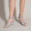 Charmant Silber Sommer Abend Sandalen Damen 2022 T-Riemen Strass Pailletten 7 cm Keilabsatz Peeptoes Sandaletten Hochhackige