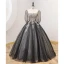 Sparkly Black Sequins Prom Dresses 2022 Ball Gown Scoop Neck 1/2 Sleeves Backless Floor-Length / Long Prom Formal Dresses