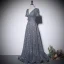 Sparkly Silver Grey Sequins Prom Dresses 2022 A-Line / Princess V-Neck Short Sleeve Backless Floor-Length / Long Prom Formal Dresses