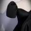Simple Noire Satin Robe De Bal 2023 Princesse Encolure Carrée Gonflée Manches Courtes Dos Nu Train De Balayage Promo Robe De Ceremonie