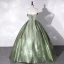 Vintage / Retro Chic / Beautiful Sage Green Satin Prom Dresses 2022 Ball Gown Strapless Sleeveless Backless Floor-Length / Long Prom Formal Dresses