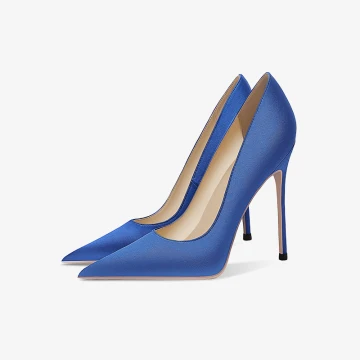 Simple Bleu Roi Satin Promo Escarpins 2023 12 Cm Talons Aiguilles À Bout Pointu Escarpins Talons Hauts