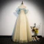 Fashion Gold Sequins Prom Dresses 2023 Ball Gown Off-The-Shoulder Short Sleeve Backless Floor-Length / Long Prom Formal Dresses