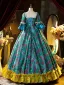 Medieval Vintage / Retro Multi-Colors Sequins Bow Cosplay Lolita Prom Dresses 2024 Ball Gown Scoop Neck 1/2 Sleeves Backless Floor-Length / Long Formal Dresses
