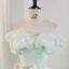 Chic / Beautiful Sage Green Pearl Appliques Prom Dresses 2023 Ball Gown Strapless Sleeveless Backless Bow Sash Floor-Length / Long Prom Formal Dresses
