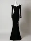 Charmant Noire Faux Diamant Fendue devant Robe De Soirée 2026 Trompette / Sirène De l'épaule Manches Longues Longue Robe De Ceremonie