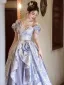 Mode Lavendel Glanz Applikationen Ballkleider 2025 A Linie Off Shoulder Ärmellos Rückenfreies Sweep / Pinsel Zug Ball Festliche Kleider