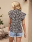 Casual Street Wear Floral Daisy Ocean Blue Loose Scoop Neck Women Blouses 2021 Ruffle Short Sleeve Summer Tops