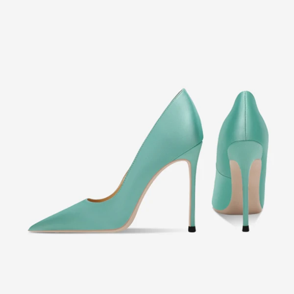 Chic / Beautiful Mint Green Evening Party Satin Pumps 2023 12 cm Stiletto Heels Pointed Toe Pumps High Heels
