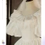Vintage / Retro Elegant Ivory Satin Wedding Dresses 2023 Ball Gown Pearl Scoop Neck Puffy Short Sleeve Backless Floor-Length / Long Wedding