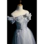 Charmant Bleu Ciel Glitter Paillettes Robe De Soirée 2023 Princesse Bustier Perle Noeud Sans Manches Dos Nu Longue Robe De Ceremonie
