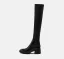 Fashion Beige Street Wear Winter Knitting Womens Boots 2023 6 cm Thick Heels Round Toe Boots