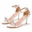 Sexy Ivory / Creme Brautschuhe 2022 Strass Knöchelriemen 7 cm Stilettos Peeptoes Hochzeit Pumps Hochhackige