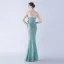 Charmant Bleu Marine Paillettes Fendue devant Robe De Soirée 2024 Trompette / Sirène Bretelles Spaghetti Gland Sans Manches Dos Nu Longue Soirée Robe De Ceremonie