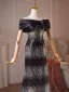 Scintillantes Noire Paillettes Robe De Bal 2026 Trompette / Sirène De l'épaule Manches Courtes Dos Nu Longue Robe De Ceremonie